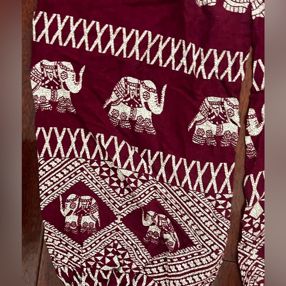 Elephant Print Harem Pants - Maroon - Picture 2 of 5